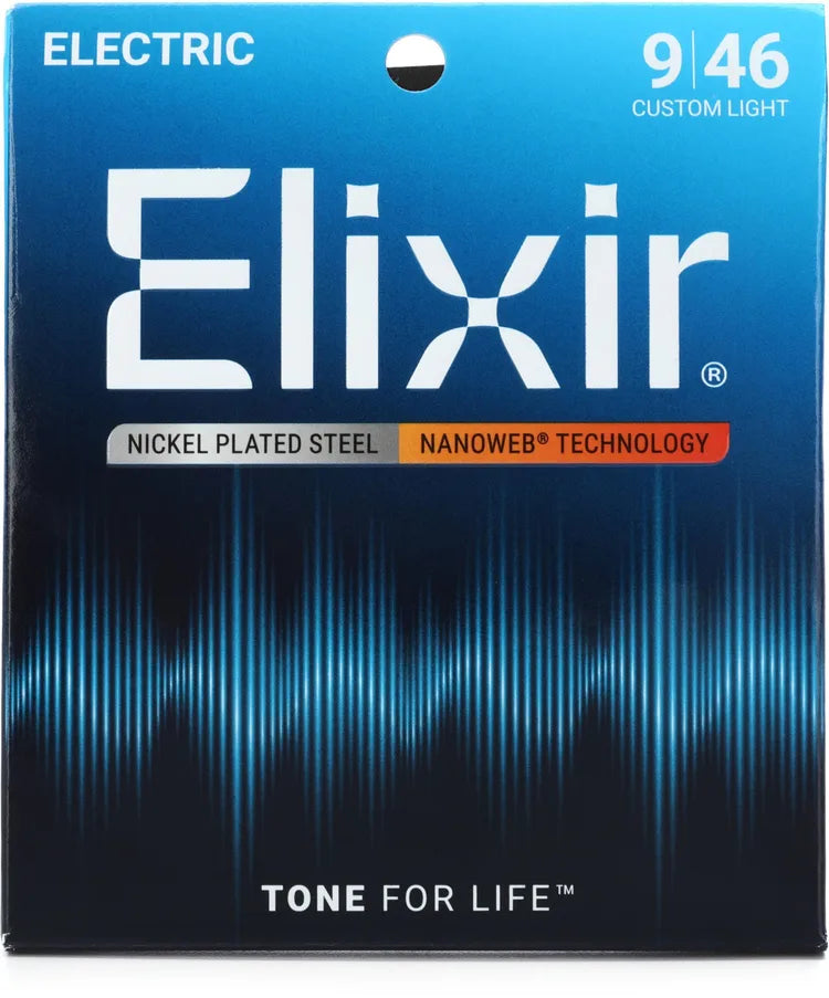Elixir Nanoweb Electric Guitar Strings - .009-.046 Custom Light