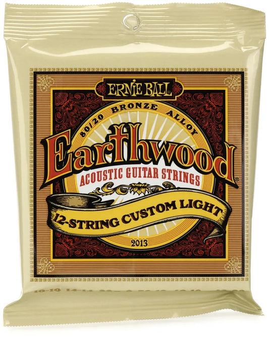 Ernie Ball Earthwood 80/20 Bronze Acoustic Guitar Strings - .010-.048 Custom Light 12-string