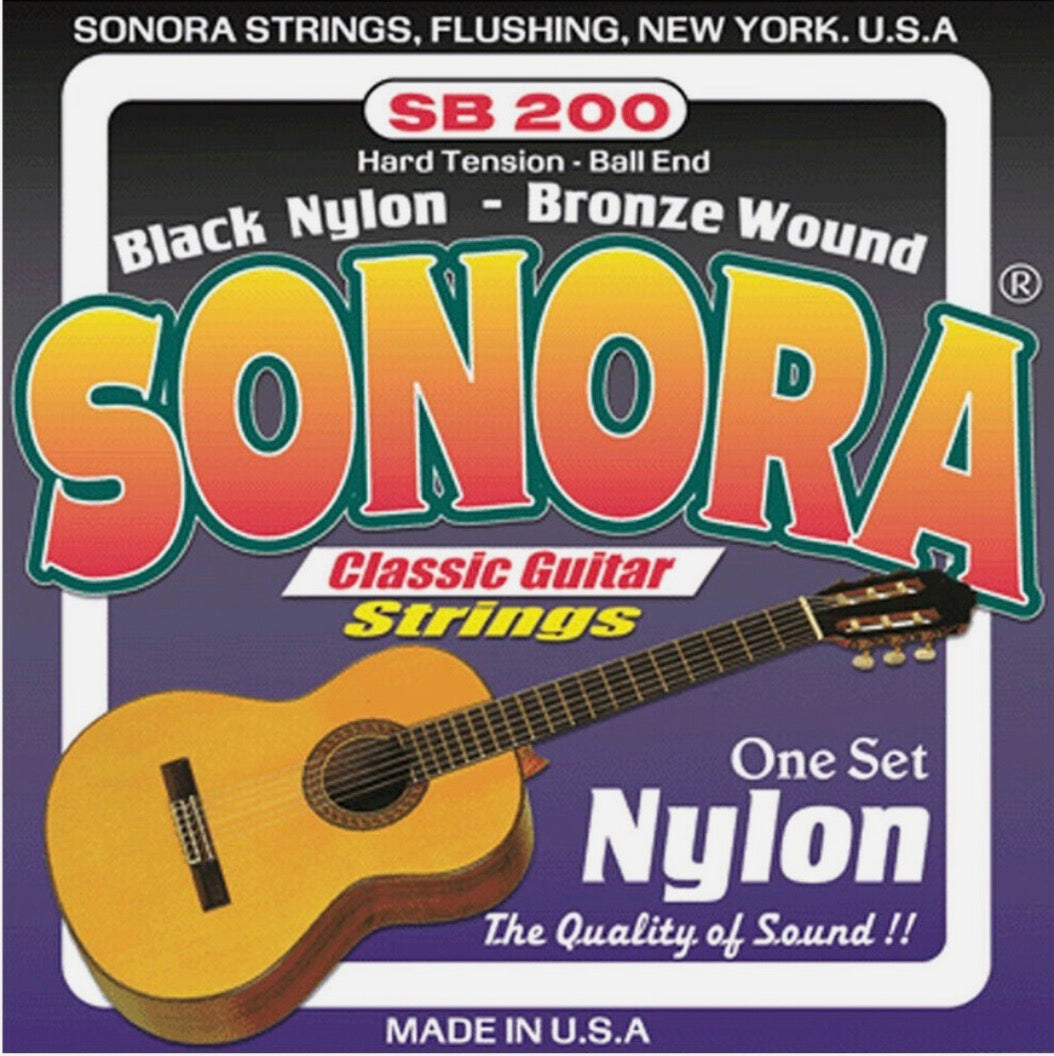 Sonora SB200 Classic Guitar Strings Black Nylon - Hard Tension
