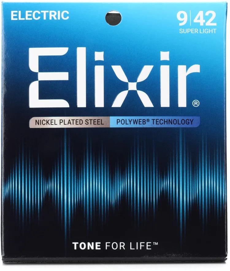 Elixir Polyweb Electric Guitar Strings .009-.042 Super Light