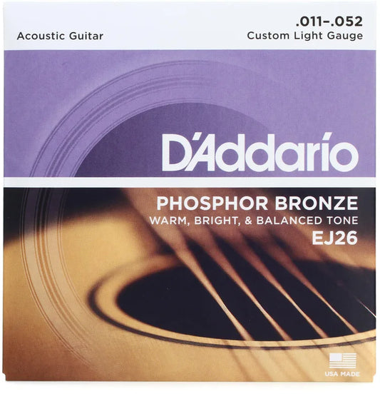 D'Addario Phosphor Bronze Acoustic Guitar Strings - .011-.052 Custom Light