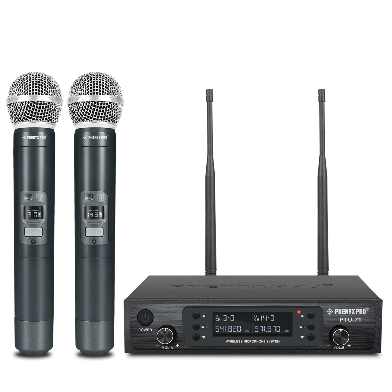 Phenyx Pro PTU-71-2H Dual UHF Wireless Microphone