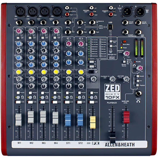 Allen & Heath ZED60-10FX 10-channel Mixer with USB Audio Interface and Effects