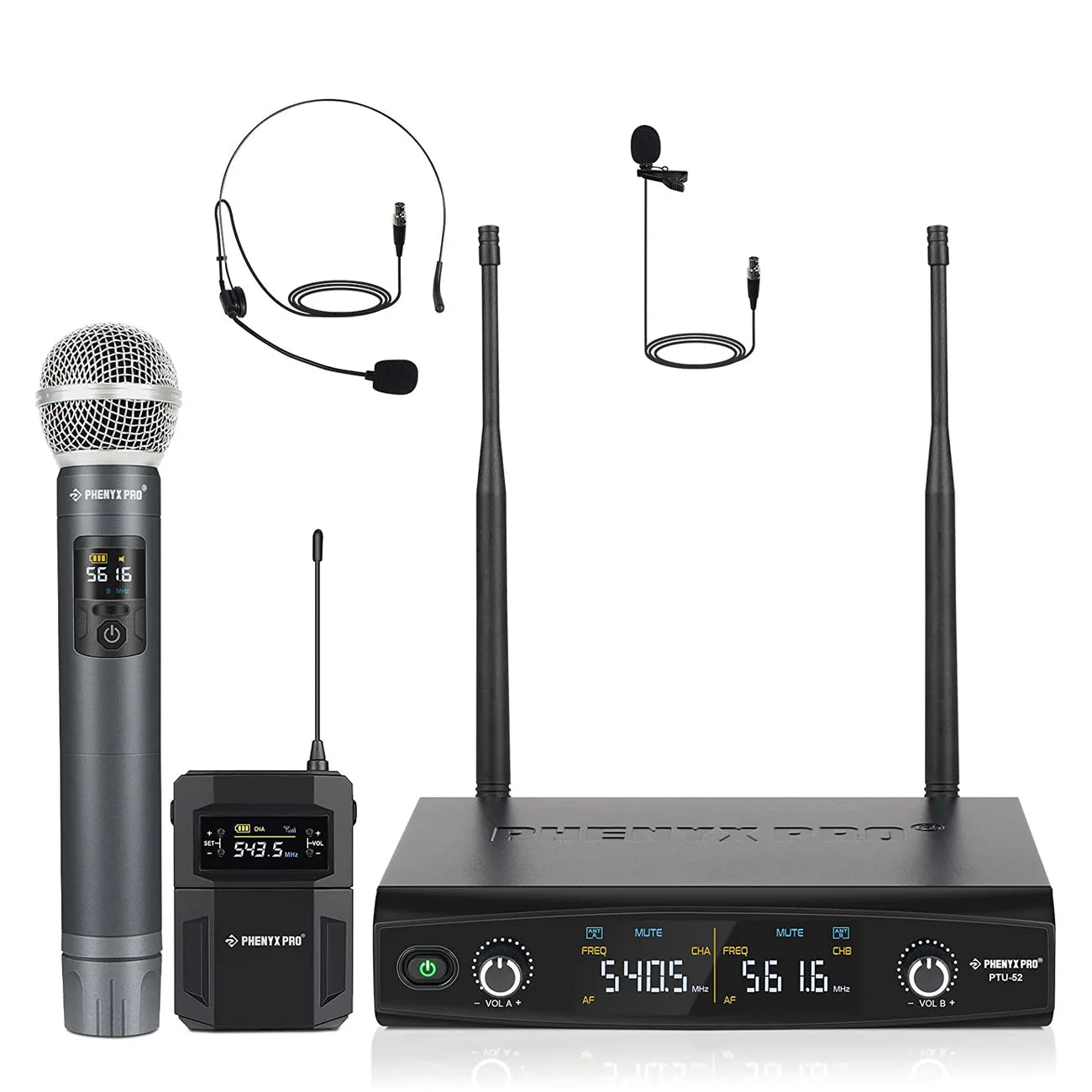 Phenyx Pro PTU-52-1H1B Dual Wireless Microphone System